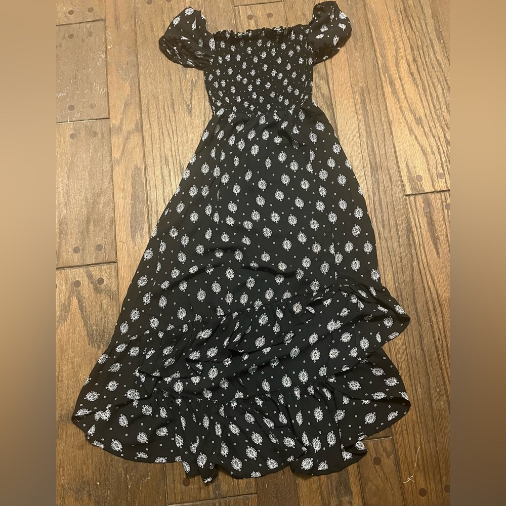 Blue Rain Kids Dress - Black and White Pattern